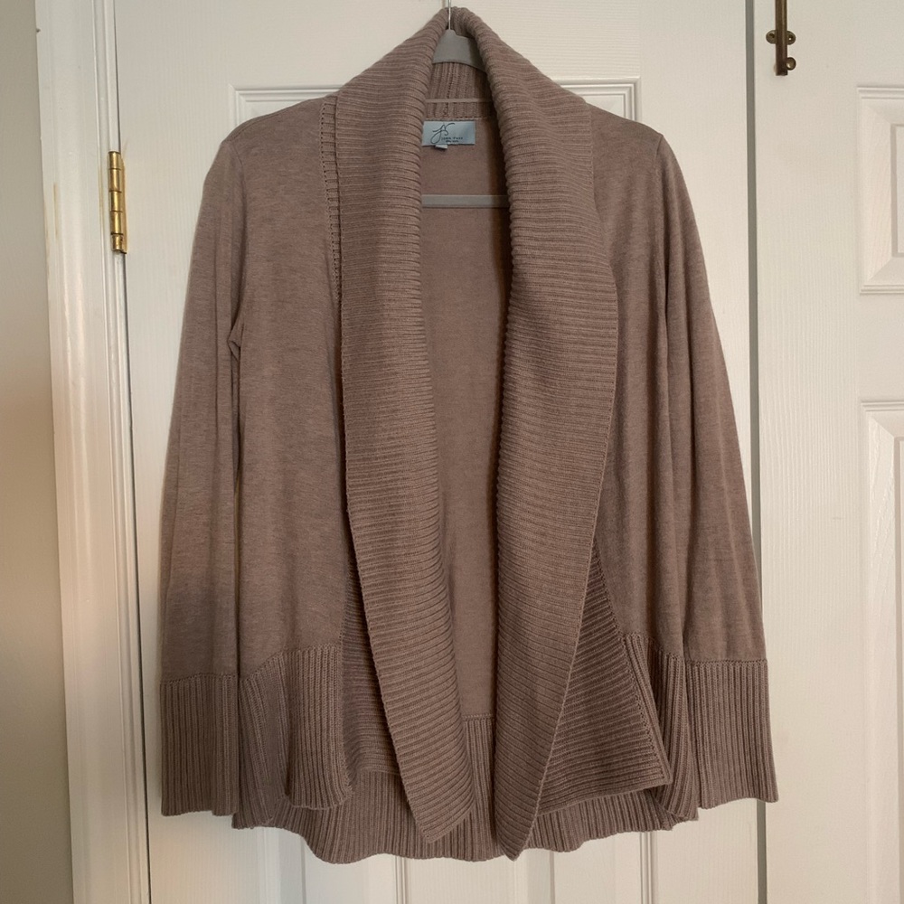 Joan Vass New York Taupe Cardigan Sweater